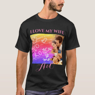 Foto I Liebe Meine Ehefrau XOXO Regenbogen Wasserf T-Shirt