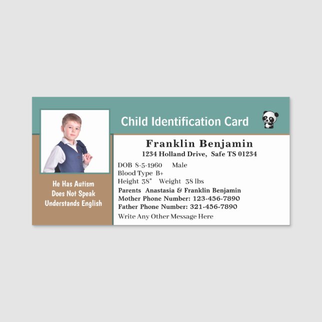 Foto ID Card Boy Girl Custom Namensschild (Vorderseite)