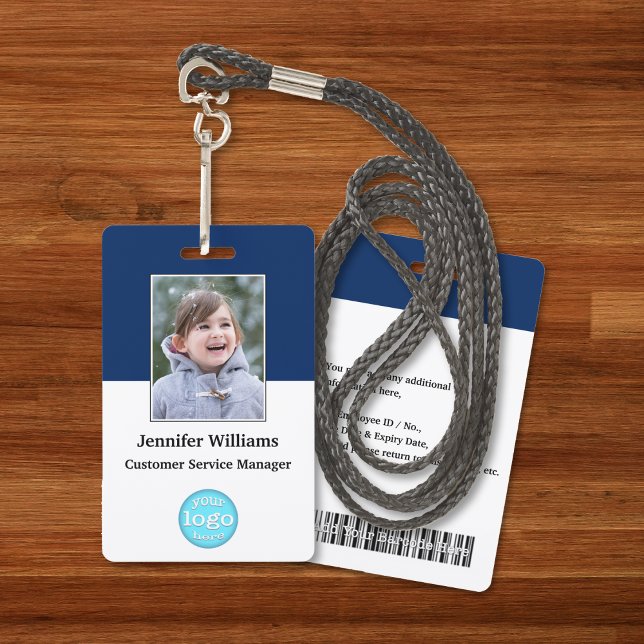 Foto-ID des benutzerdefinierten Mitarbeiternamens  Ausweis (Custom Employee Staff Name Logo Barcode Photo ID Badge)