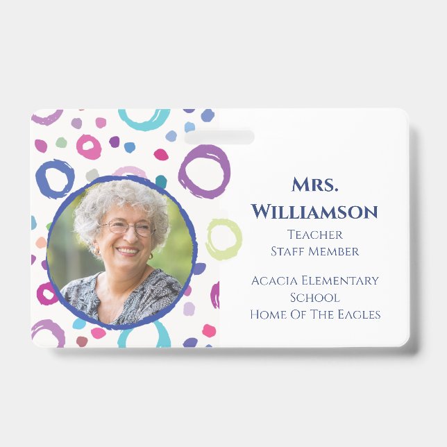 Foto ID des modernen Lehrerassistenten Ausweis (Vorderseite)