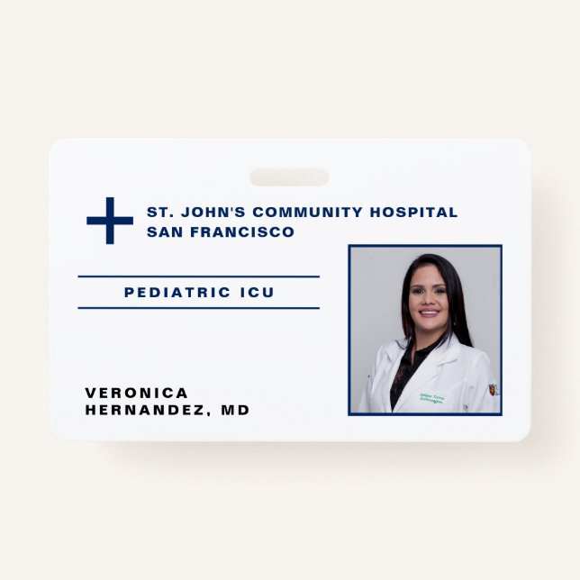 Foto-ID des Navy Blue Medical Doctor Hospital Ausweis (Vorderseite)