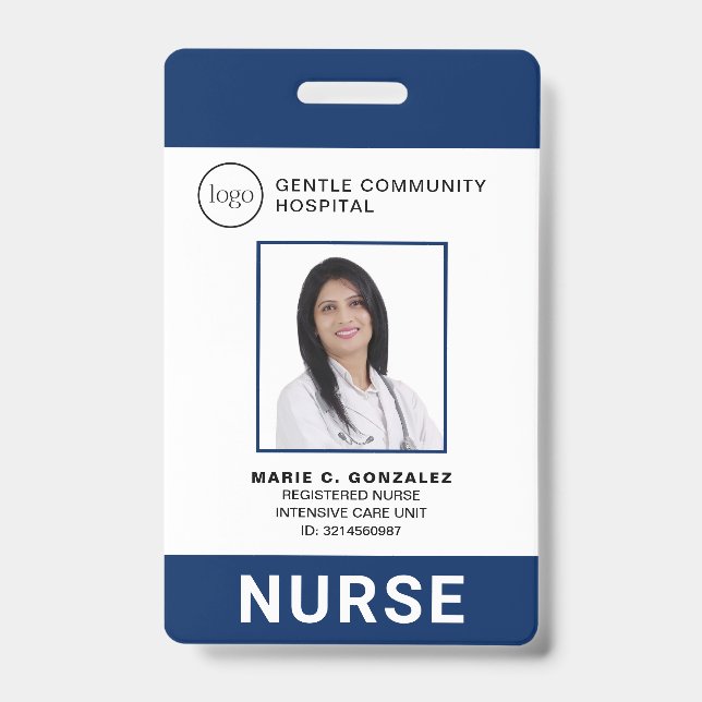 Foto-ID des Nurse Medical Navy Blue Hospital Ausweis (Vorderseite)