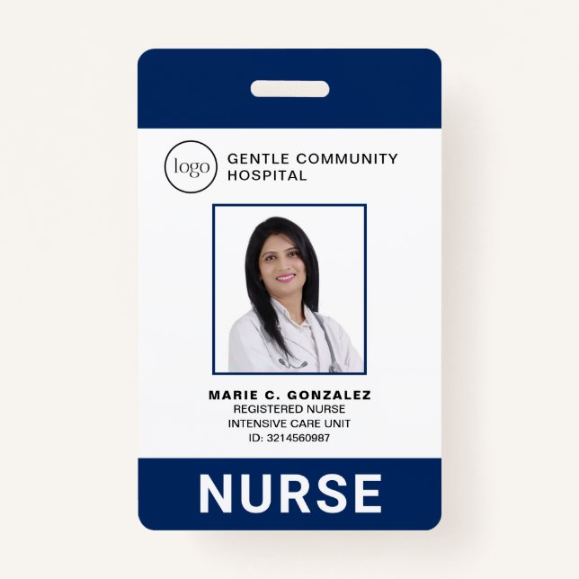 Foto-ID des Nurse Medical Navy Blue Hospital Ausweis (Vorderseite)