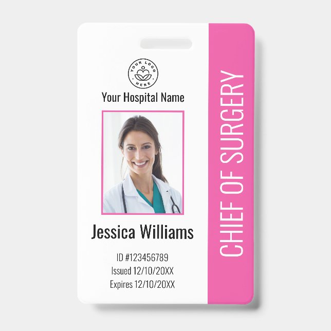 Foto-ID des personalisierten Arztes Pink Ausweis (Vorderseite)