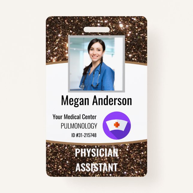 Foto-ID des personalisierten Krankenhauses Glitzer Ausweis (Vorderseite)