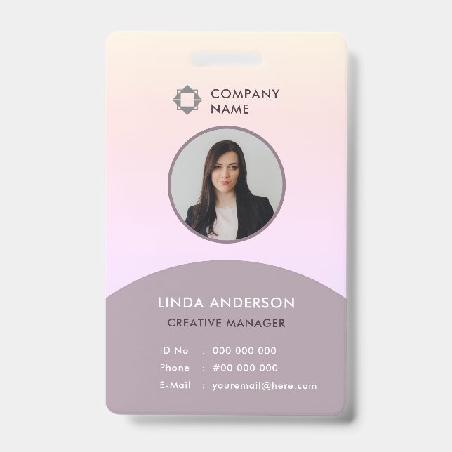 Foto-ID Firmenlogo grau und blassrosa Ausweis (Vorderseite)