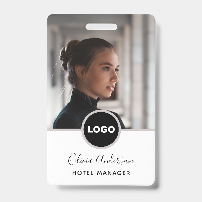 Foto-ID Firmenlogo QR-Code Schwarz-weiß Ausweis (Vorderseite)