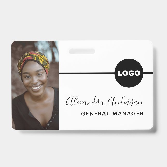 Foto-ID Firmenlogo QR-Code Weiß Ausweis (Vorderseite)