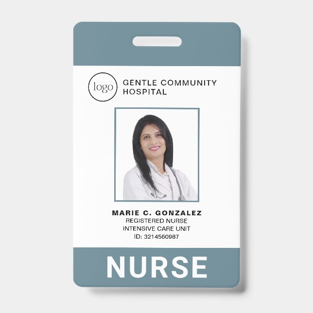 Foto-ID für das Logo des Blue Grey Hospital Nury Ausweis (Vorderseite)