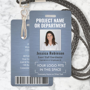 Foto-ID für Firmenlogos QR Strichcode Dusty Blue Ausweis