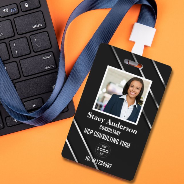 Foto-ID für Firmenmitarbeiter Ausweis (Corporate Company Employee Title Name Photo ID Badge)