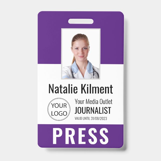 Foto-ID für Journalisten-Presseausweise Lila Ausweis (Vorderseite)