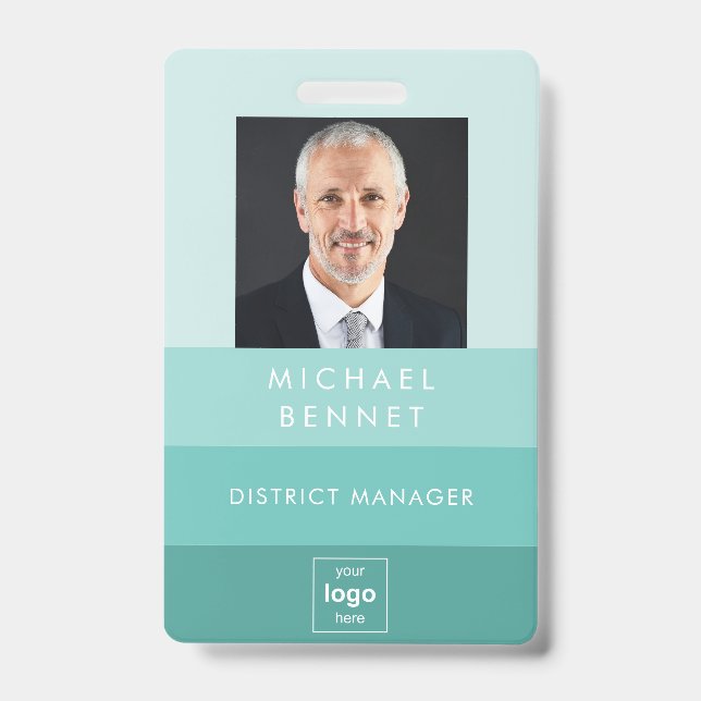 Foto-ID für moderne grüne Unternehmen Ausweis (Vorderseite)