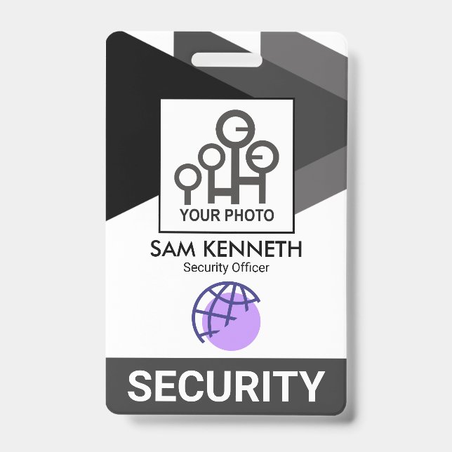 Foto-ID für Sicherheitskräfte mit monochromen grau Ausweis (Vorderseite)
