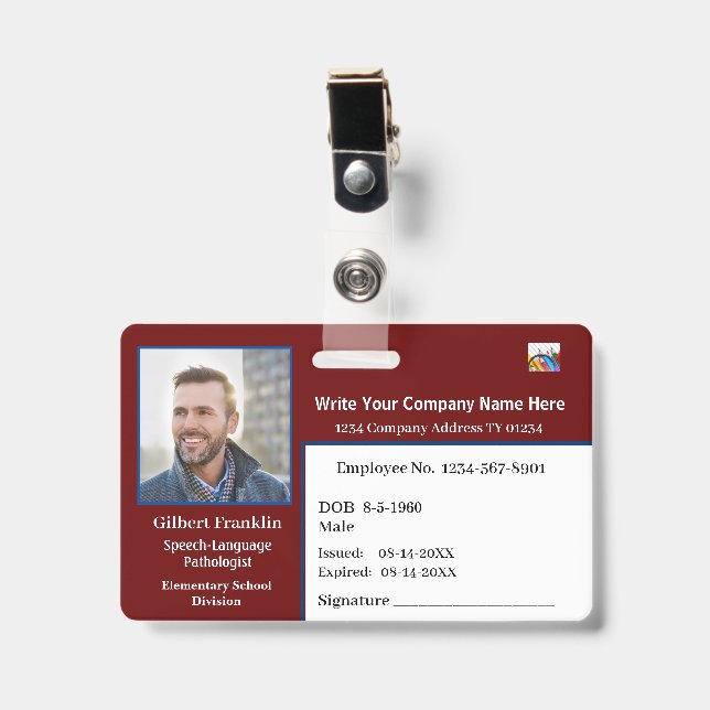FOTO "ID Identification Card Bar Code" Ausweis (Vorderseite mit Clip)