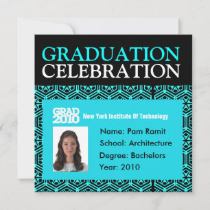 Foto-ID-Karte für die Graduierung Blauer Einladung