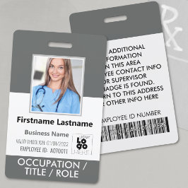 Foto-ID-Karte Strichcode-Logo dunkelgrau Name Ausweis