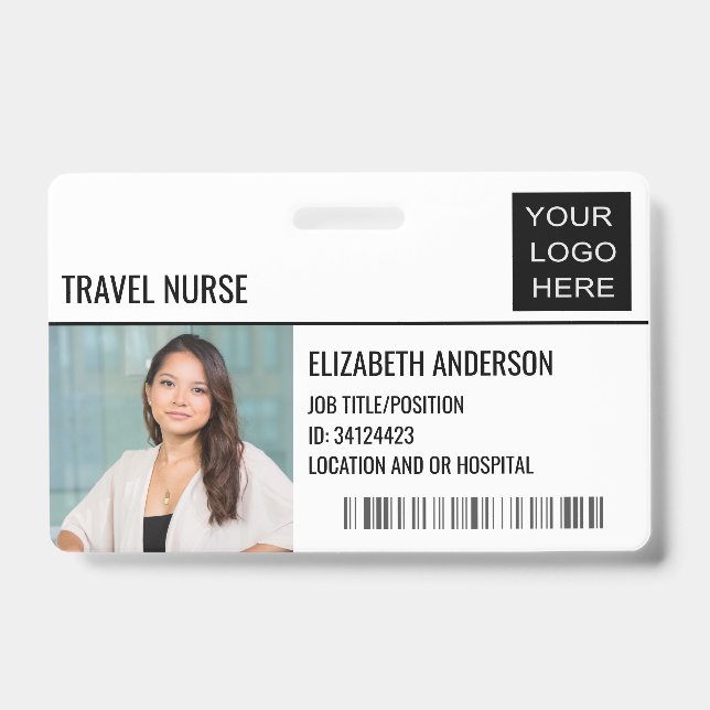 Foto-ID-Logo des Travel Nurse Hospital Ausweis (Vorderseite)