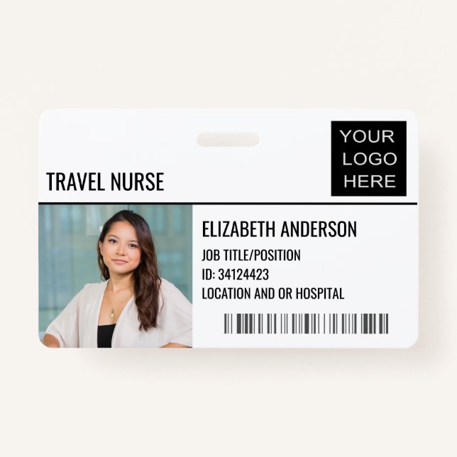 Foto-ID-Logo des Travel Nurse Hospital Ausweis (Vorderseite)