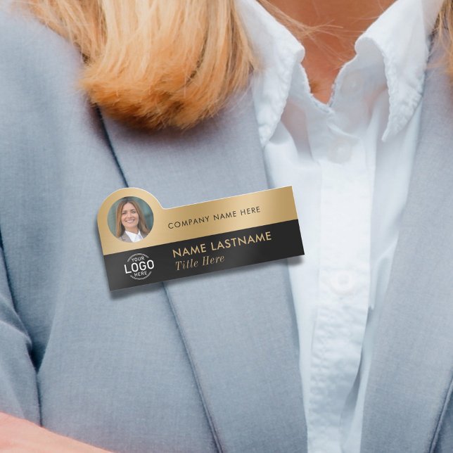 Foto-ID-Logo Modern Imitats Gold Beruflich Namensschild (Von Creator hochgeladen)