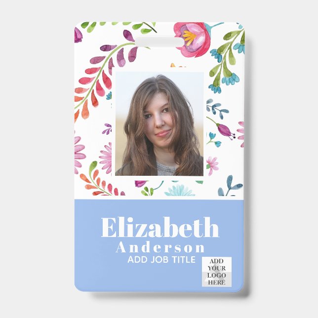 FOTO-ID - Mitarbeiter-VIP-Pass - Girly-Blume Ausweis (Vorderseite)