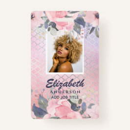 FOTO-ID - Mitarbeiter VIP Pass Girly Glitzer Blume Ausweis