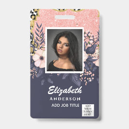 FOTO-ID Mitarbeiter VIP PASS Girly Glitzer Blume Ausweis