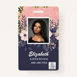 FOTO-ID Mitarbeiter VIP PASS Girly Glitzer Blume Ausweis