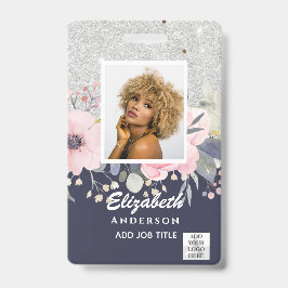 FOTO-ID Mitarbeiter VIP PASS Girly Glitzer Blume Ausweis
