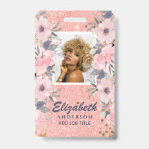 FOTO-ID - Mitarbeiter VIP Pass Girly Glitzer Blume