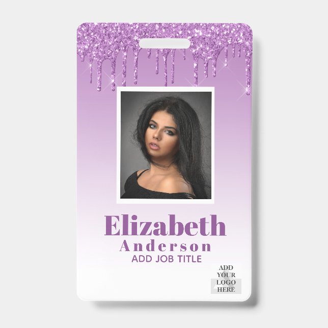 FOTO-ID - Mitarbeiter VIP Pass Girly Glitzer Glam Ausweis (Vorderseite)