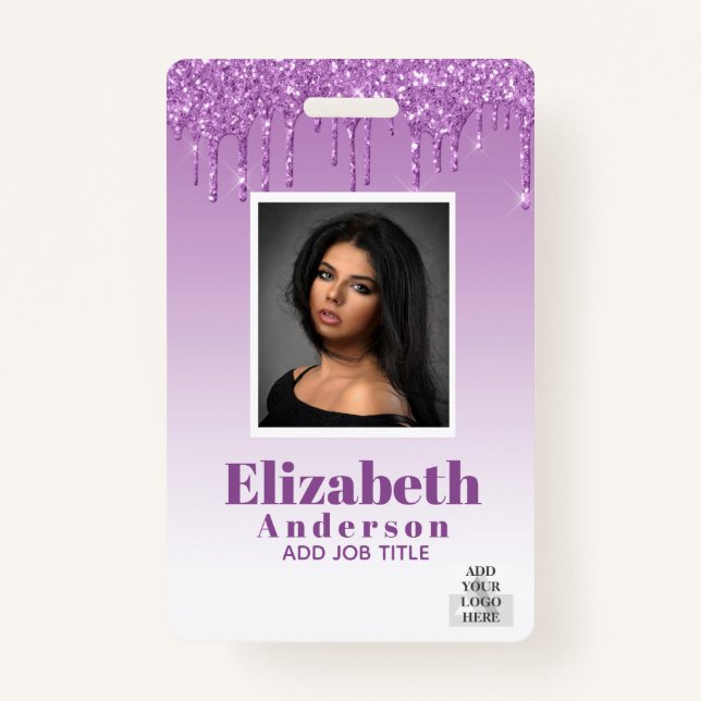 FOTO-ID - Mitarbeiter VIP Pass Girly Glitzer Glam Ausweis (Vorderseite)