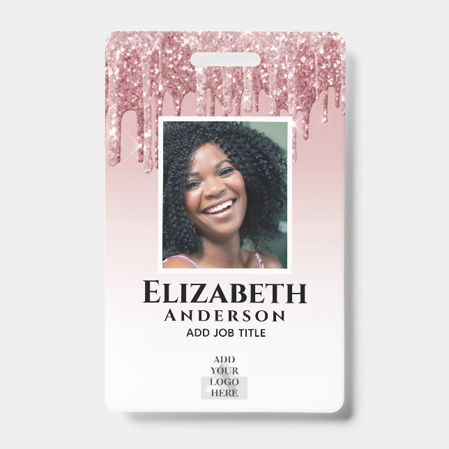 FOTO-ID - Mitarbeiter VIP Pass Girly Glitzer Glam Ausweis (Vorderseite)