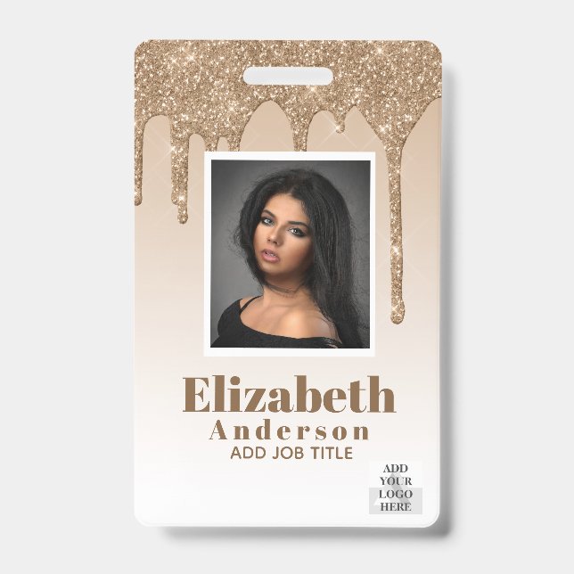 FOTO-ID - Mitarbeiter VIP Pass Girly Glitzer Glam Ausweis (Vorderseite)