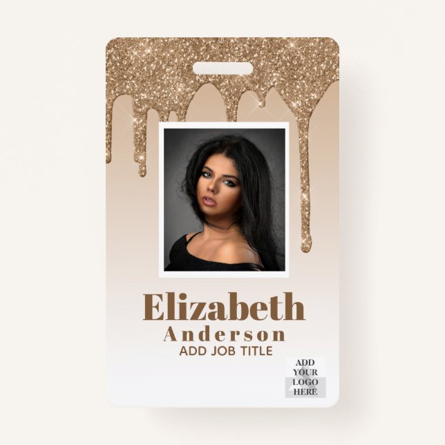 FOTO-ID - Mitarbeiter VIP Pass Girly Glitzer Glam Ausweis (Vorderseite)