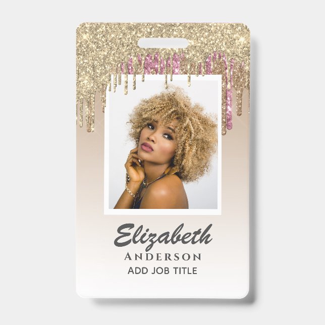 FOTO-ID - Mitarbeiter VIP Pass Girly Glitzer Glam Ausweis (Vorderseite)