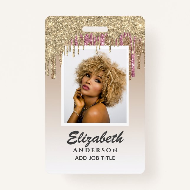 FOTO-ID - Mitarbeiter VIP Pass Girly Glitzer Glam Ausweis (Vorderseite)