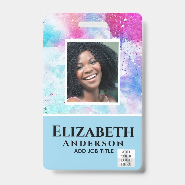FOTO-ID Mitarbeiter VIP PASS Wasserfarbe Abstrakt Ausweis (Vorderseite)