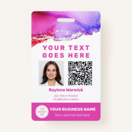 Foto-ID QR-Code-Abzeichen für rosa Angestellte Ausweis