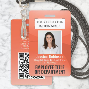 Foto-ID QR Strichcode für Ihr Logo Orange Arc Ausweis