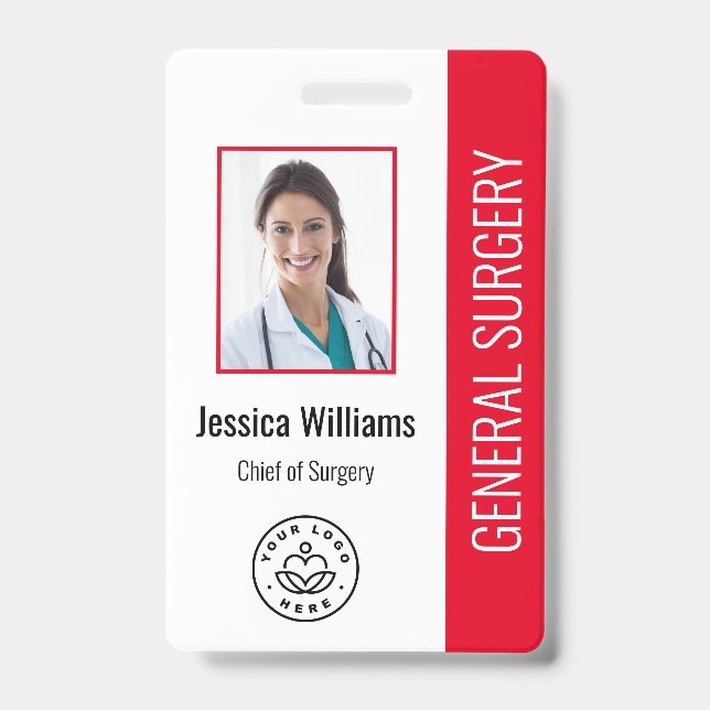 FOTO ID Red Doctor Hospital Medical Employee Ausweis (Vorderseite)
