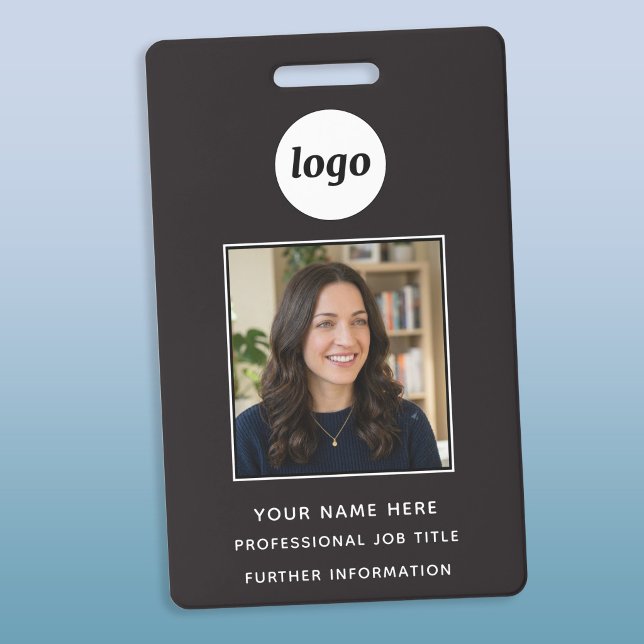 Foto-ID Sauber Professionell Name Ausweis (Simple logo custom text business photo ID name badge)