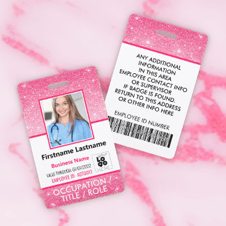 Foto-ID-Strichcode-Logo Hotline Rosa Glitzer Name Ausweis