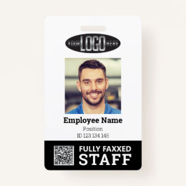 Foto-ID und QR-Code für Schwarz-weiße Mitarbeiter Ausweis