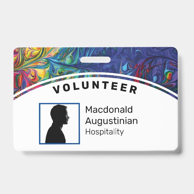 Foto-ID-VOLUNTEER-Abstrakt-Blau für kundenspezifis Ausweis (Vorderseite)