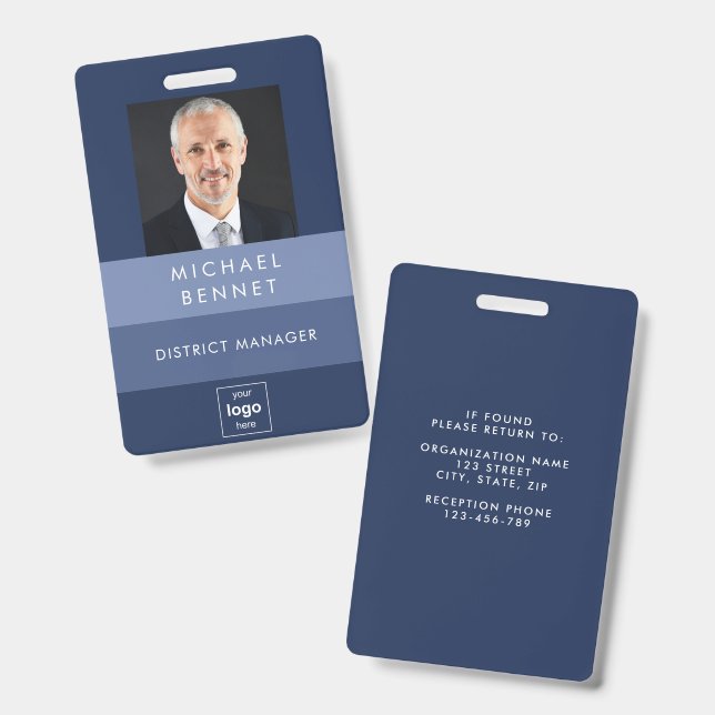 Foto-ID von Simple Blue Stripes Ausweis (Vorder- & Rückseite)