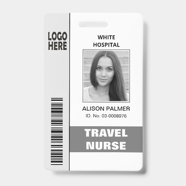 Foto-ID-Vorlage für das Reisebüro grau Ausweis (Vorderseite)