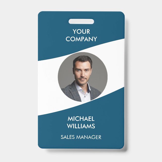 Foto ID White Blue Abzeichen Ausweis (Vorderseite)