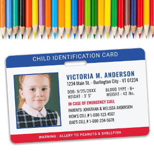 Foto-Identifikations-Notfall-Sicherheits-Kinder-ID Ausweis