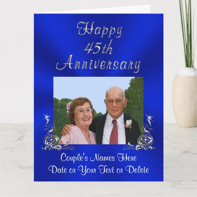 FOTO, Ihre TEXT Sapphire Wedding Anniversary Card Karte (Vorderseite)
